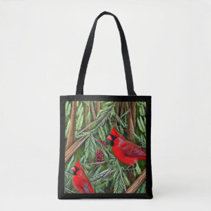 Tote Bag Paire des Cardinaux rouges sauvages majestueux