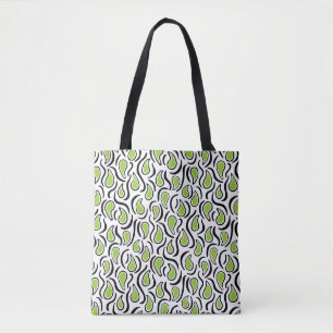 Tote Bag Paisley Abstrait 230523 - Martian Green, B&W