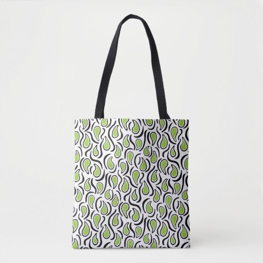 Tote Bag Paisley Abstrait 230523 - Martian Green, B&W (Devant)