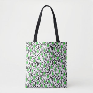 Tote Bag Paisley Abstrait 230523 - Spring Green, B&W