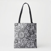 Tote Bag Paisley floral noir (Devant)