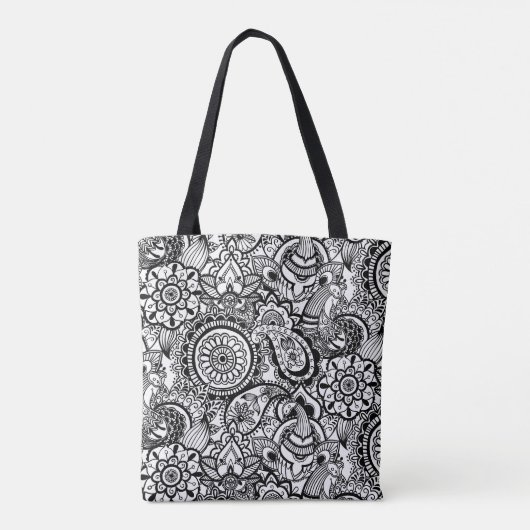 Tote Bag Paisley floral noir (Dos)
