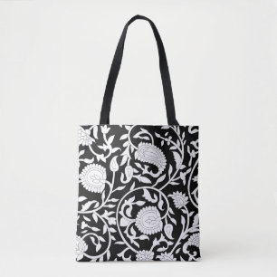 Tote Bag Paisley indien traditionnel motif sur noir et avec