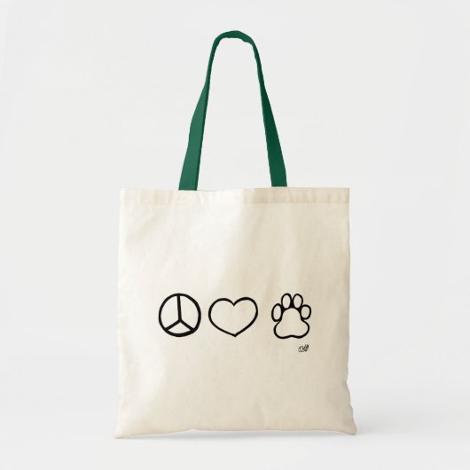 Tote Bag Paix, amour, chiens (Devant)
