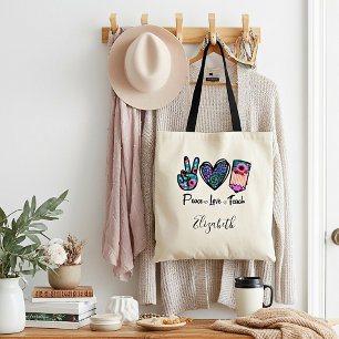 Tote Bag Paix Amour Enseigner personnalisé