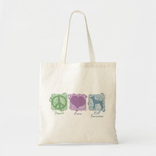 Tote Bag Paix, amour, et Rats terriers en pastel