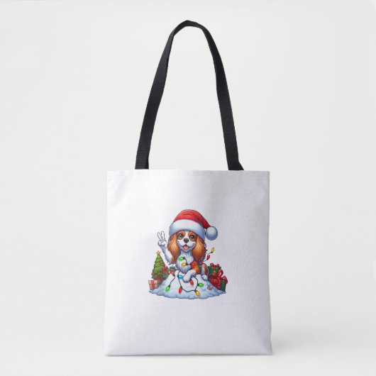 Tote Bag Paix main Cavalier Roi Charles Spaniel Noël (Devant)