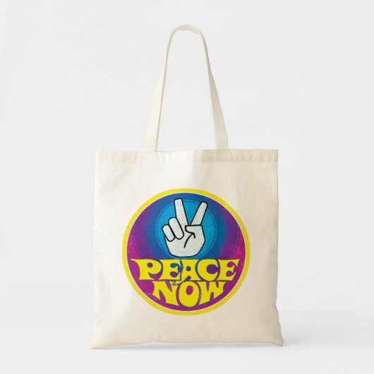 Tote Bag Paix maintenant Super style hippie rétro (Devant)