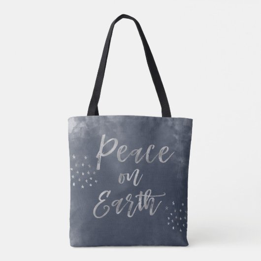 Tote Bag Paix sur Terre Indigo Bleu et Aquarelle argentée (Dos)