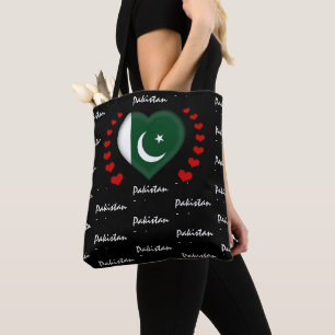 Tote Bag Pakistan Drapeau, coeur, Pakistan Drapeau mode/spo