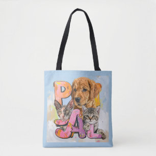 Tote Bag Pal Chien et Chats Plus Nom Personnalisé