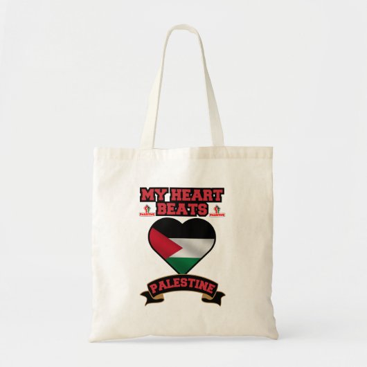 Tote Bag Palestine Coeur Drapeau Amour Soutien Liberté Fier (Devant)