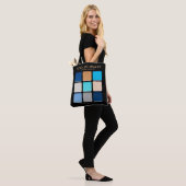 Tote Bag Palette de fards à paupières bleus modernes Nom Ar (Sur le modèle)