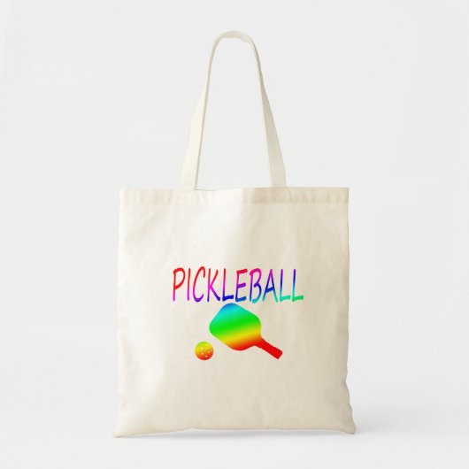 Tote Bag palette du pickleball W et arc-en-ciel de boule (Devant)