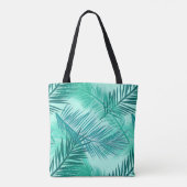 Tote Bag Palm Leaf Print, Turquoise, Turquoise et Aqua (Dos)