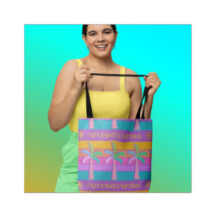 Tote Bag Palm Springs Coucher De Soleil Rayures Palmiers Co