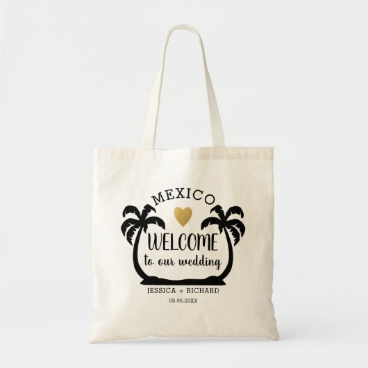 Tote Bag Palm Tree Heart Mexique Destination Mariage Bienve (Devant)