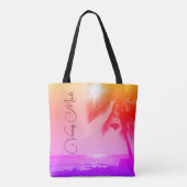 Tote Bag Palm Tree Ocean en mode vidéo Rainbow Pastel (Dos)