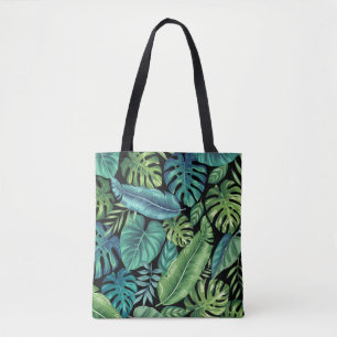 Tote Bag Palm vert et Turquoise Tropical Banana Monstera Fe