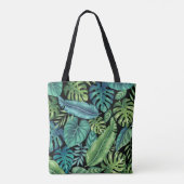 Tote Bag Palm vert et Turquoise Tropical Banana Monstera Fe (Dos)