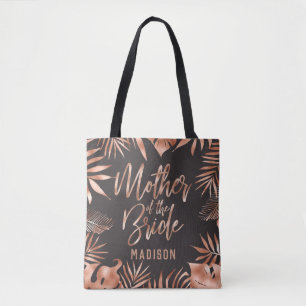 Tote Bag Palme tropicale rose Gold & Grey Mère de la mariée