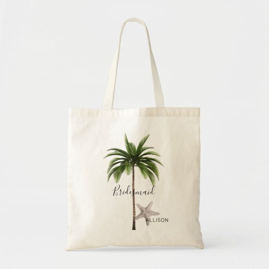 Tote Bag Palmier de mariage de la plage de Bridesmaid perso (Devant)