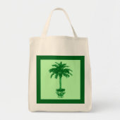 Tote Bag Palmier pointillé - émeraude et vert clair (Devant)