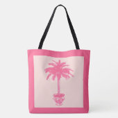 Tote Bag Palmier pointillé - nuances de corail rose (Dos)