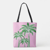 Tote Bag Palmier rose vert Preppy Girly Beach (Dos)