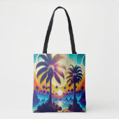 Tote Bag Palmier sarcelle et or (Devant)