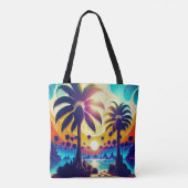 Tote Bag Palmier sarcelle et or (Dos)