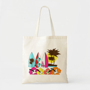 Tote Bag Palmier surfant de planches de surf de plage