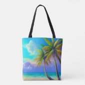 Tote Bag Palmiers à la tombée de nuit Tropical (Dos)