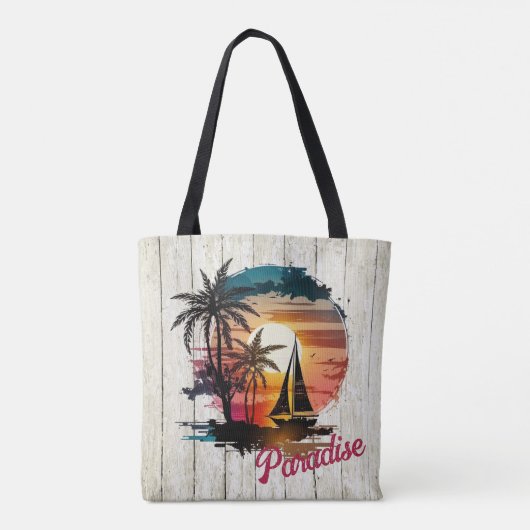 Tote Bag Palmiers à voile Tropical Rose Sunset (Dos)