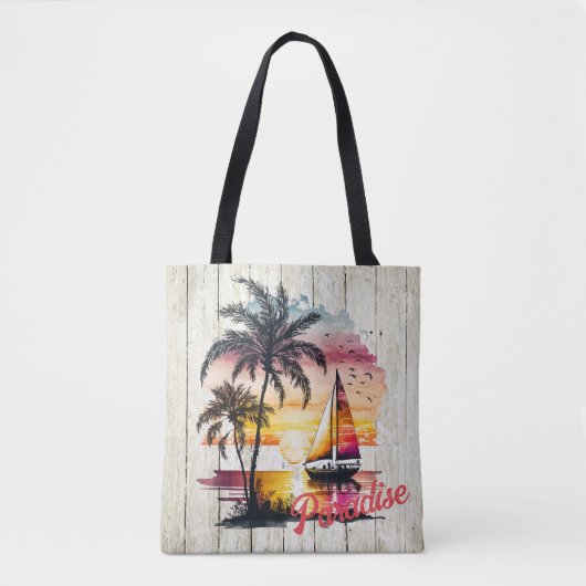 Tote Bag Palmiers à voilier Tropical Rose Sunset (Devant)