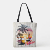 Tote Bag Palmiers à voilier Tropical Rose Sunset (Dos)