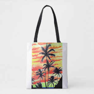 Tote Bag Palmiers de Coco-Coques Couchés De Soleil Hawaïen