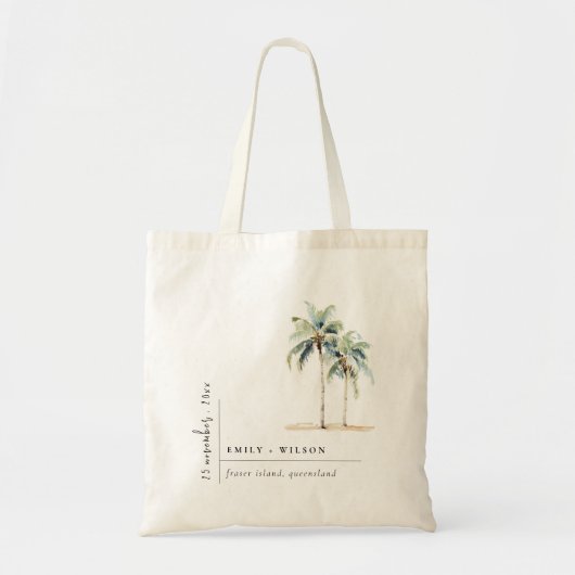 Tote Bag Palmiers minimaux Aquarelle Mariage tropical (Devant)
