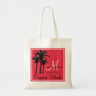 Tote Bag Palmiers noirs rouges de mariage de plage