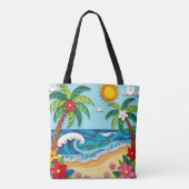 Tote Bag Palmiers sur la plage Personnalisé (Dos)