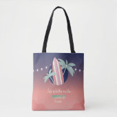 Tote Bag Palmiers, Surf, Plage String Lights (Devant)
