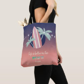 Tote Bag Palmiers, Surf, Plage String Lights (De près)