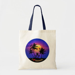 Tote Bag Palmiers tropicaux couchés de soleil