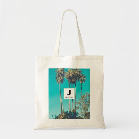 Tote Bag Palmiers tropicaux Retro Vibe Monogramme (Devant)