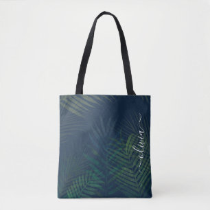 Tote Bag Palmiers vert foncé motif feuille