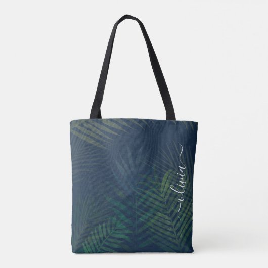 Tote Bag Palmiers vert foncé motif feuille (Dos)
