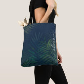 Tote Bag Palmiers vert foncé motif feuille (De près)