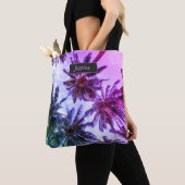 Tote Bag Palmiers violets de Miami Personnalisé (De près)
