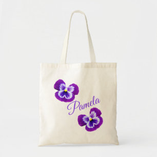 Tote Bag Pamela, Nom, Avec Pensées Violettes,