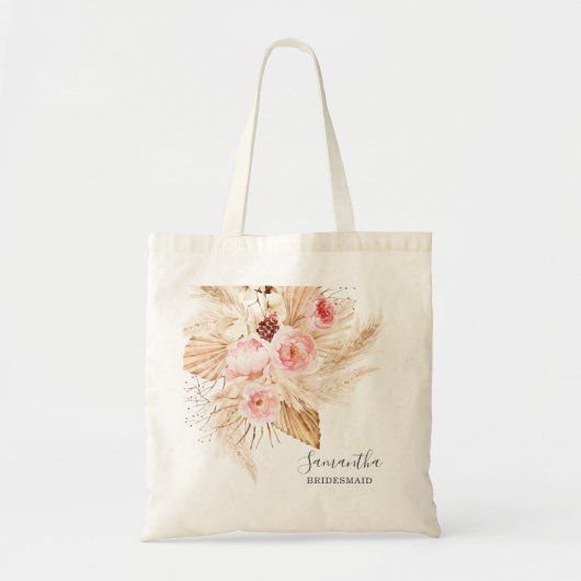 Tote Bag Pampas bohème Herbe Floral Bridesmaid (Devant)